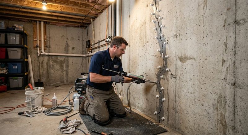 Basement Crack Repair in Rehoboth, MA
