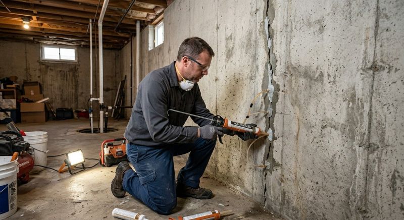 Basement Crack Repair in Rehoboth, MA