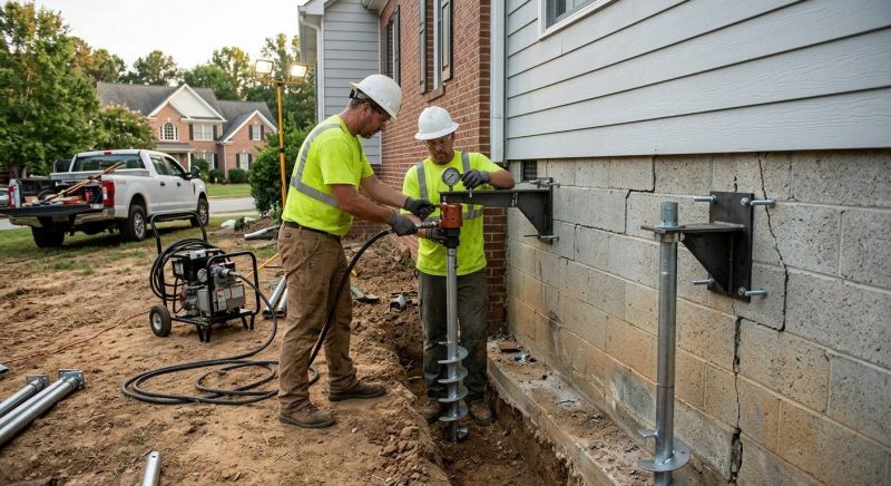 Helical Piers Installation in Rehoboth, MA